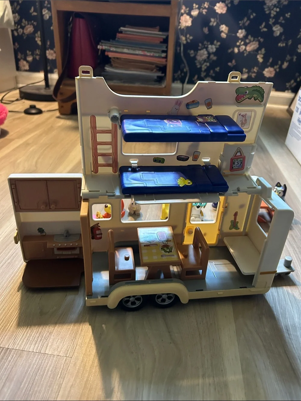 Bluey Kids Toy Camper Playset with Orange SUV and Friends Bundle